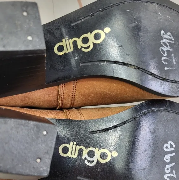 Dingo Western Boho 90's Leather Buckle Ankle Cowgirl Heeled Booties Brown 7M