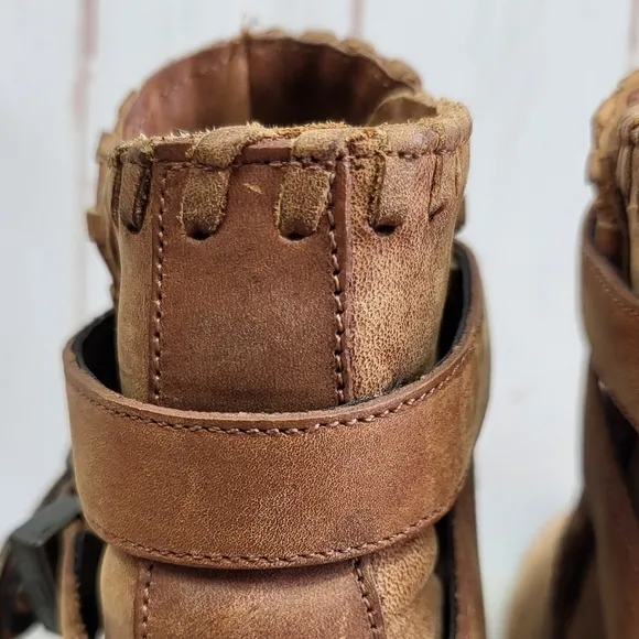 Dingo Western Boho 90's Leather Buckle Ankle Cowgirl Heeled Booties Brown 7M