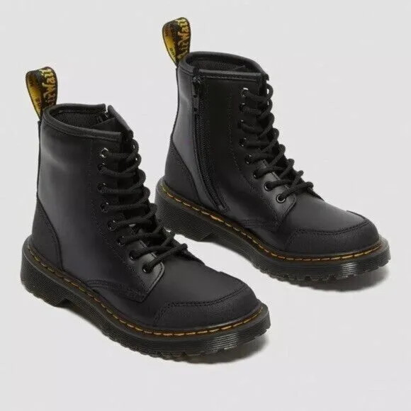 Doc Martens Youth 1460 Overlay Black Leather Boots Mens 5  Womens 6 Kids‎ 5