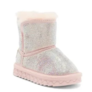 Doe A Dear Handcrafted Holographic Rhinestone Boot - Pink