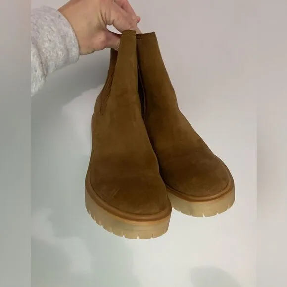 Dolce Vita Chelsea Boots Heels Caster Suede Chestnut Brown Winter New Size 8