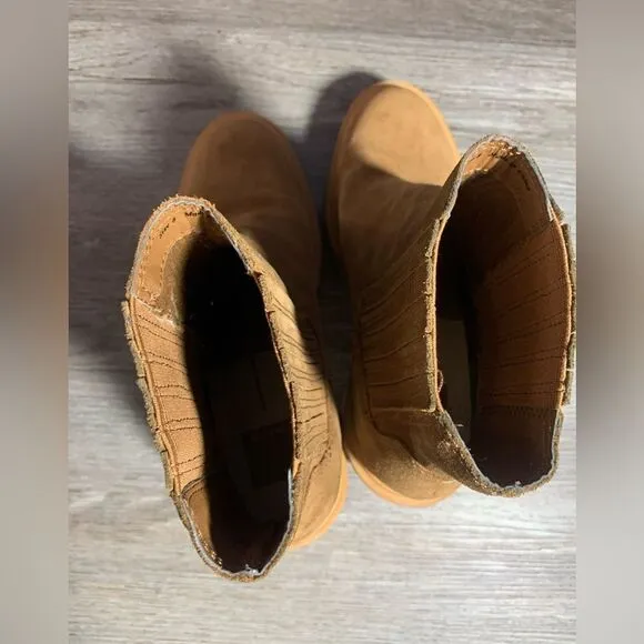 Dolce Vita Chelsea Boots Heels Caster Suede Chestnut Brown Winter New Size 8