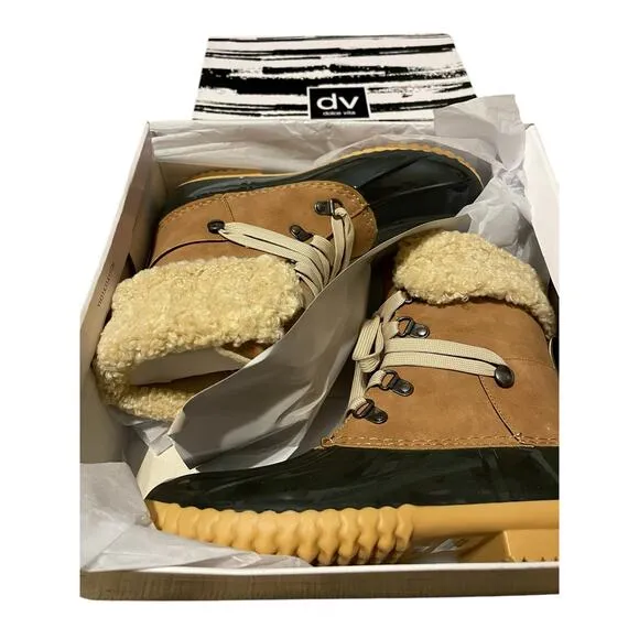 Dolce Vita Womens Ulito Brown Faux Fur Sherpa Lined Duck Boots Brown Size 7 NEW