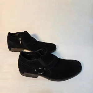 DONAL J PLINER Old Money Grunge Western BLACK Suede WORK Boots Men's Size 12M.