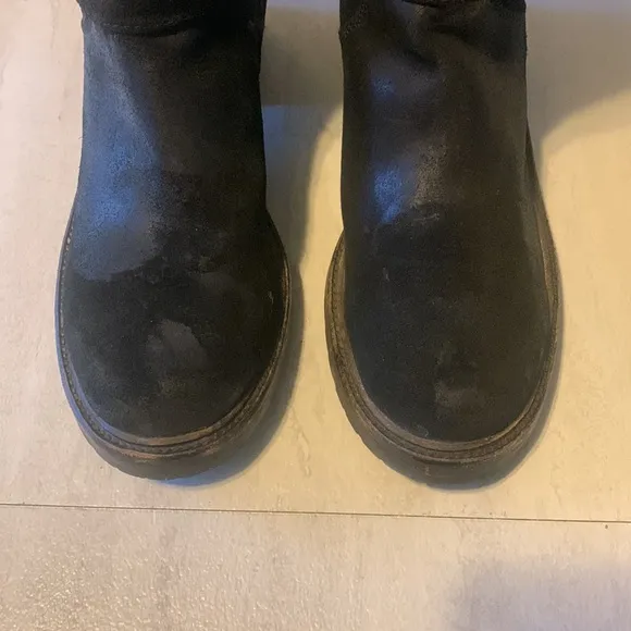 Donald J. Pliner Tall Black Suede Leather Heeled Buckle Winter Boots Size 6.5
