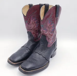 Double H 11&quot; Roper Cowboy Boots Wide Square Toe Black Purple Men's Size 9 M