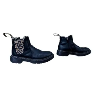 DR DOC MARTENS Leopard Lined Chelsea Boots Girls 12 29 EU Faux Fur Pull On Boot