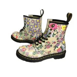 Dr Doc Martens Womens Size 37 US 6 Parchment Beige Floral Print 1460 Boots NEW