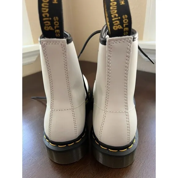 Dr. Martens 1460 Smooth Leather Lace Up Boots In White Size 39 (US M 7 W 8 )