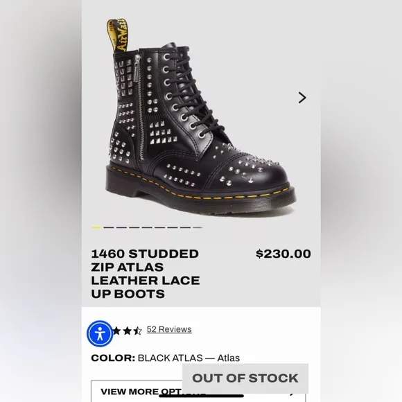 Dr. Martens 1460 Studded Zip Atlas Leather Boots