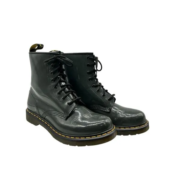 Dr. Martens 1460W Women’s Size 10 Patent Leather 8-Eye Boots in Dark Gray