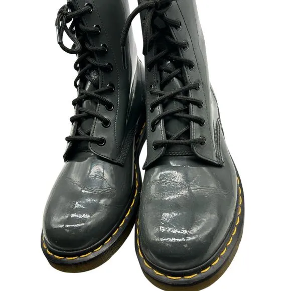 Dr. Martens 1460W Women’s Size 10 Patent Leather 8-Eye Boots in Dark Gray