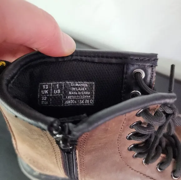 Dr. Martens Delaney Brown Leather Ankle Boots Size 1 Kids