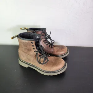 Dr. Martens Delaney Brown Leather Ankle Boots Size 1 Kids