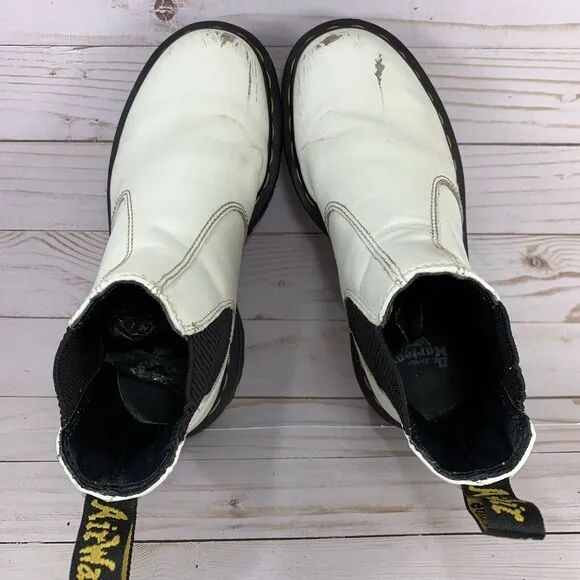 Dr. Martens Doc 2976 Quad Chelsea Boots Womens Size 5 White Leather Pull On