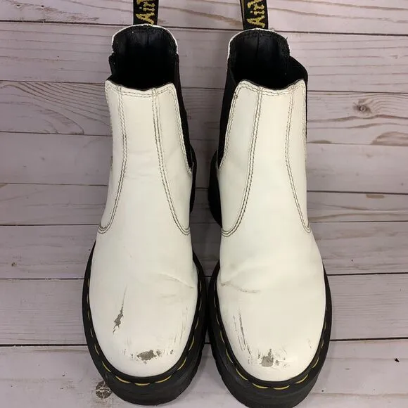 Dr. Martens Doc 2976 Quad Chelsea Boots Womens Size 5 White Leather Pull On