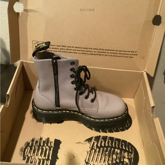 Dr. Martens Gray Leather Women's Boots