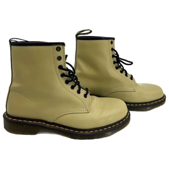 Dr. Martens Green Leather Lace-Up Ankle Boots | Size 10
