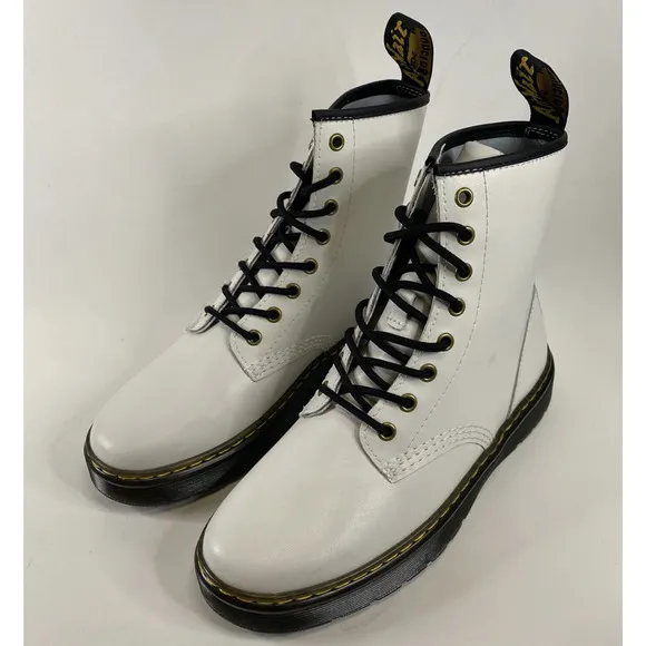Dr Martens Lace up 8 Eyes Boots | White Real Smooth Leather | Women's Size 9 NEW