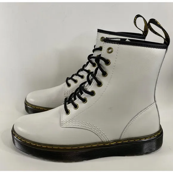 Dr Martens Lace up 8 Eyes Boots | White Real Smooth Leather | Women's Size 9 NEW