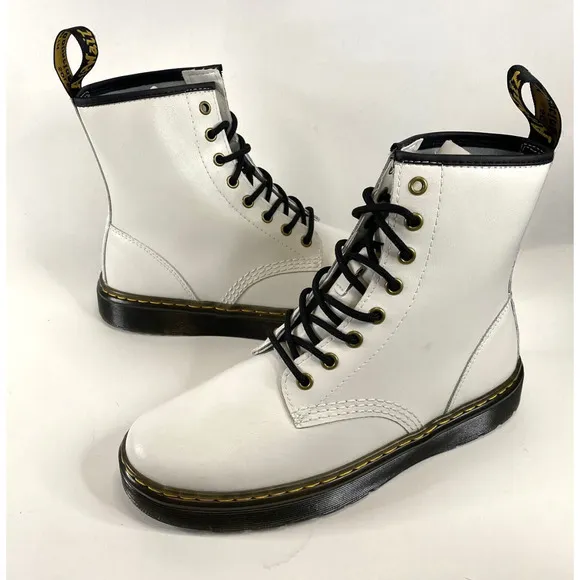 Dr Martens Lace up 8 Eyes Boots | White Real Smooth Leather | Women's Size 9 NEW