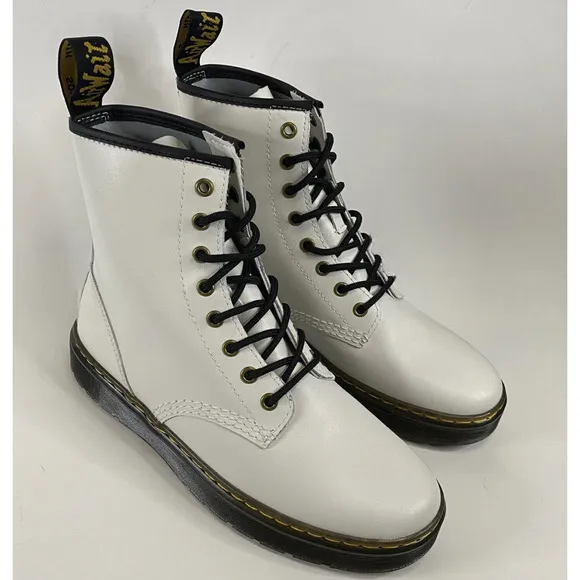 Dr Martens Lace up 8 Eyes Boots | White Real Smooth Leather | Women's Size 9 NEW