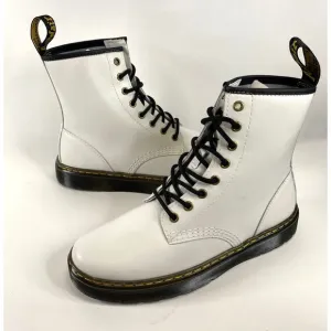 Dr Martens Lace up 8 Eyes Boots | White Real Smooth Leather | Women's Size 9 NEW