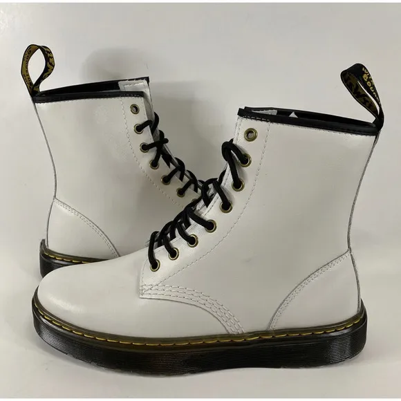 Dr Martens Lace up 8 Eyes Boots | White Real Smooth Leather | Women's Size 9 NEW