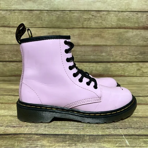 Dr. Martens Pink Patent Leather Lace Up Boots