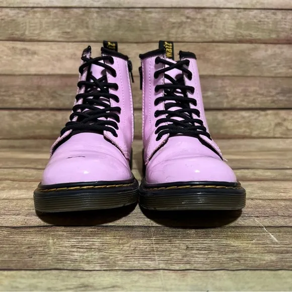 Dr. Martens Pink Patent Leather Lace Up Boots