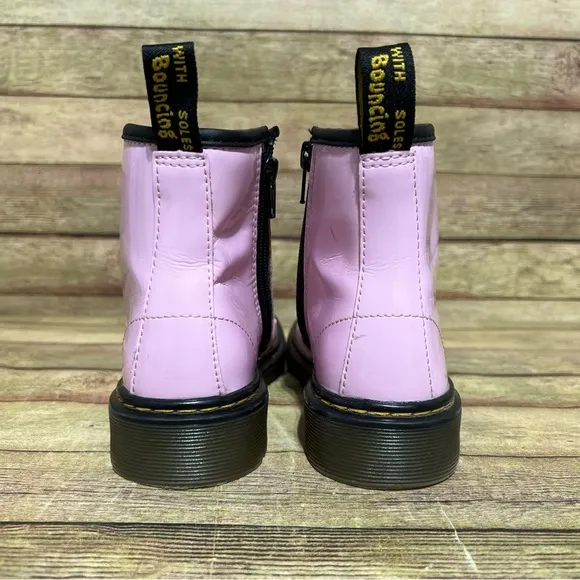 Dr. Martens Pink Patent Leather Lace Up Boots