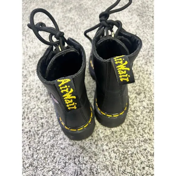 Dr. Martens Sinclair Leather Heart Platform Boots, Women’s 5- Eur 36 Black/Pink