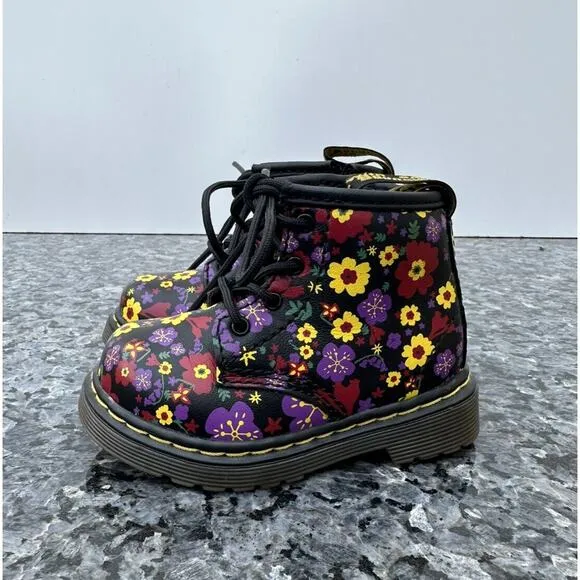 Dr Martens Toddler Girls Size 4 Brooklee B Floral Lace Up Side Zip Boots