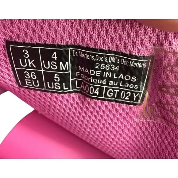 Dr. Martens Youth Unisex 1460 Thrift Punk Romario Leather Pink Boots Size US 4M