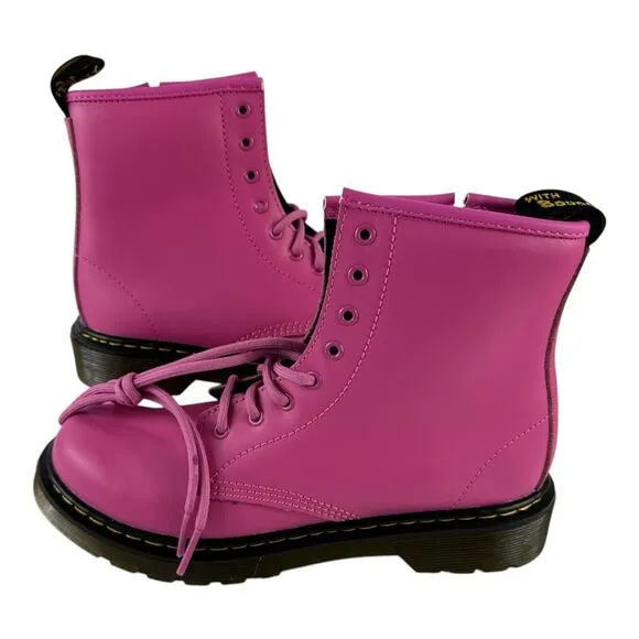 Dr. Martens Youth Unisex 1460 Thrift Punk Romario Leather Pink Boots Size US 4M