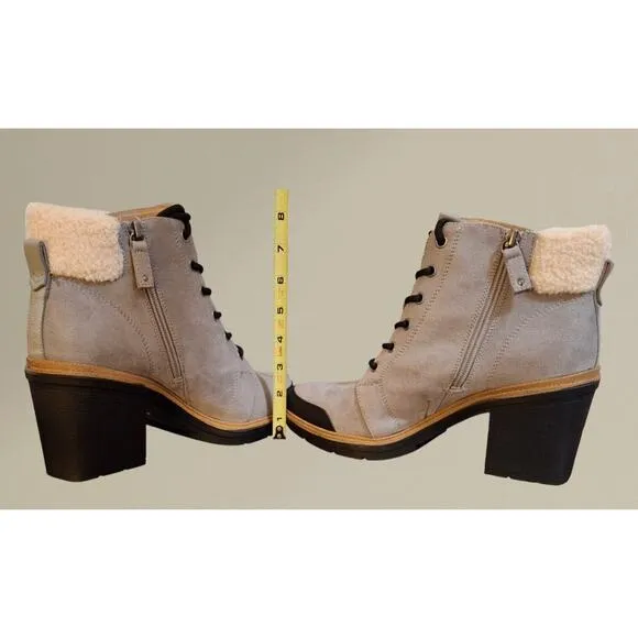 Dr. Scholls Womens Gray Platform Ankle Boots Size 10M Block Heel Winter Gear