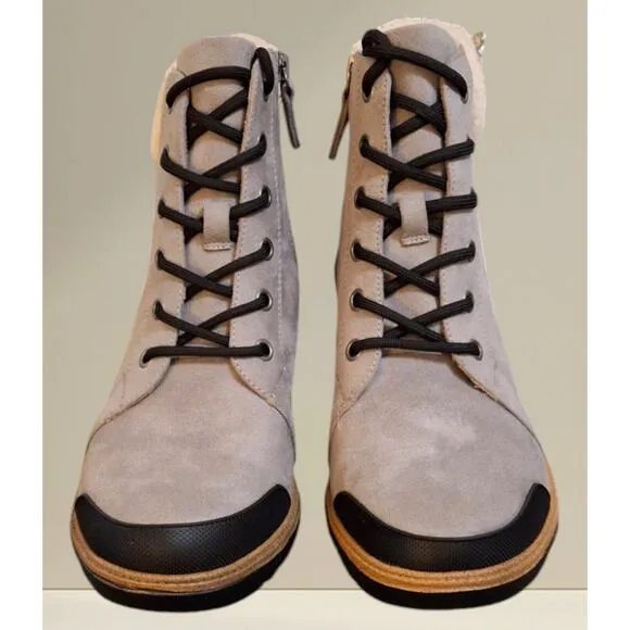 Dr. Scholls Womens Gray Platform Ankle Boots Size 10M Block Heel Winter Gear