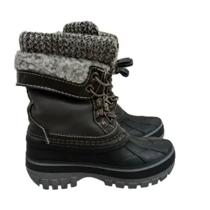 Dream Pairs Kmonte-1 Unisex Kids Sz 9 Black Olive Round Toe Mid Calf Snow Boots