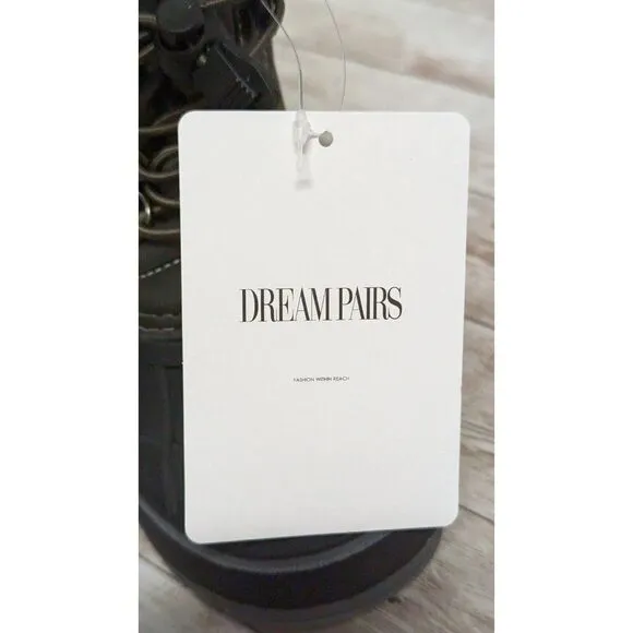 Dream Pairs Kmonte-1 Unisex Kids Sz 9 Black Olive Round Toe Mid Calf Snow Boots