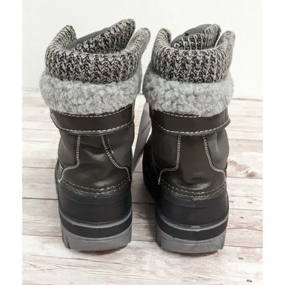 Dream Pairs Kmonte-1 Unisex Kids Sz 9 Black Olive Round Toe Mid Calf Snow Boots