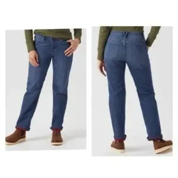 Duluth Trading Company Women's Denim Flannel Lined Straight Leg Jeans Size 18X29