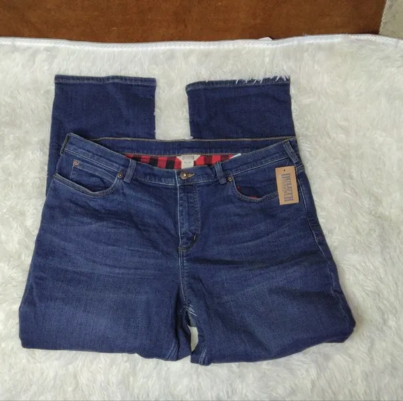 Duluth Trading Company Women's Denim Flannel Lined Straight Leg Jeans Size 18X29