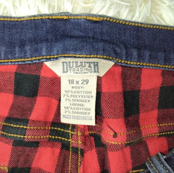 Duluth Trading Company Women's Denim Flannel Lined Straight Leg Jeans Size 18X29