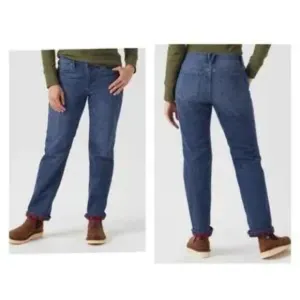 Duluth Trading Company Women's Denim Flannel Lined Straight Leg Jeans Size 18X29