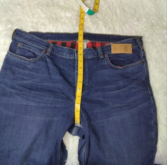 Duluth Trading Company Women's Denim Flannel Lined Straight Leg Jeans Size 18X29