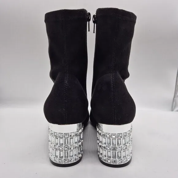 Dune London Optimal Black Bootie Crystal Heels Size 40 US 9
