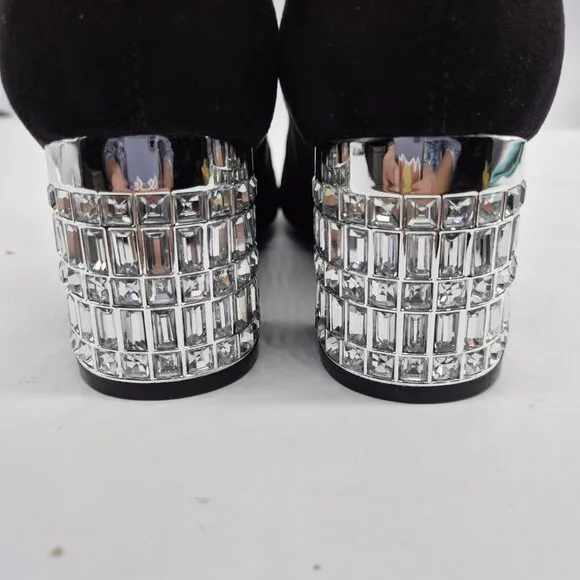 Dune London Optimal Black Bootie Crystal Heels Size 40 US 9