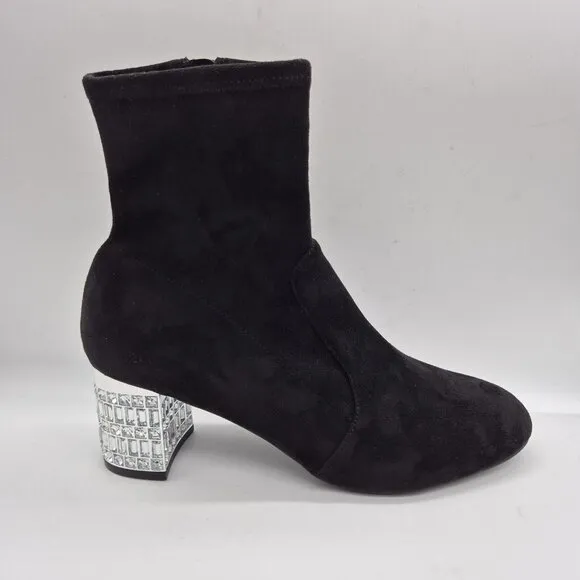 Dune London Optimal Black Bootie Crystal Heels Size 40 US 9