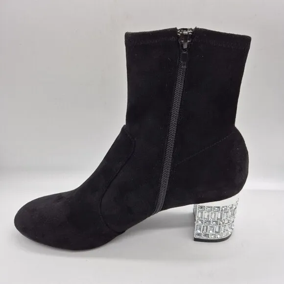 Dune London Optimal Black Bootie Crystal Heels Size 40 US 9