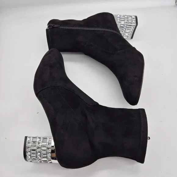 Dune London Optimal Black Bootie Crystal Heels Size 40 US 9